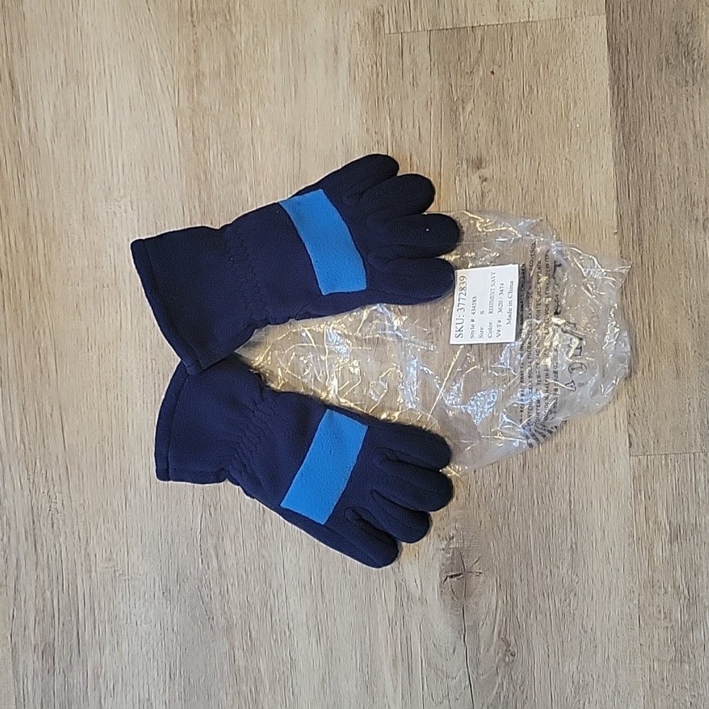 Lands end blue fleece gloves small
